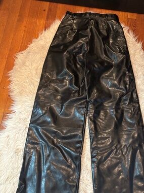 Zara cutout wide leg leather panta